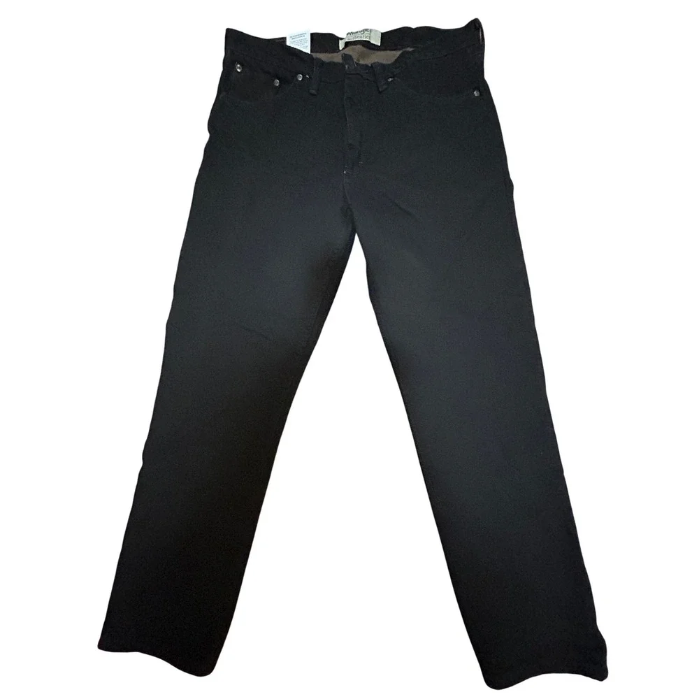 Wrangler‎ Authentics Mens Fleece Lined Jeans Black Straight Leg 34x32 10ZM2FLCB